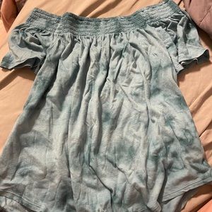 Express Blue marble off the shoulder top